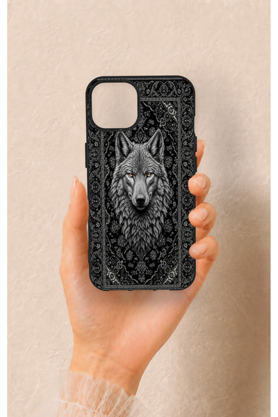 Vip Case iPhone 13 Uyumlu Etnik Kurt Desenli Silikon Kılıf