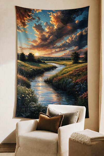 ARTAN GALLERY Elegant Woman in Colorful Dress Patterned Italian Velvet Wall C...