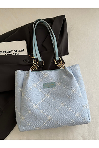 Take Two By Styli Blue Embroidered Shoulder Bag