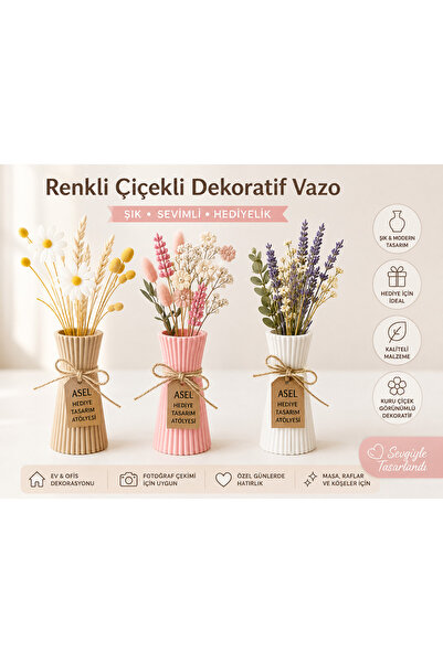 Aselhediyetasarımatölyesi 3D Baskı Dekoratif Vazo – Modern Masa Üstü Vazo | E...