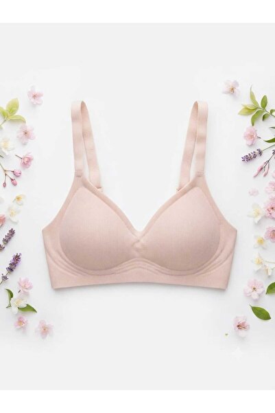 m mlinda Seamless Ribbed Push up Invisible Ghost Laser Cut Bra Without Underw...