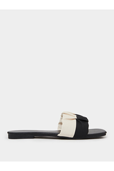 Take Two By Styli Black Ruched Strap Sandals