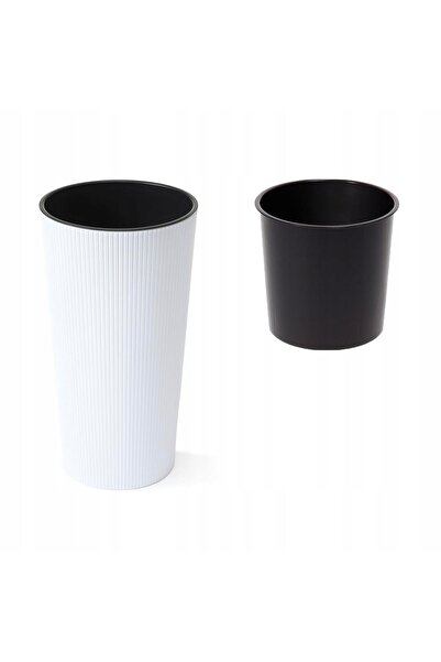 NO BRAND SET 3x Ghiveci pentru flori de terasă, model Crin Alb cu Dungi, 57x30cm