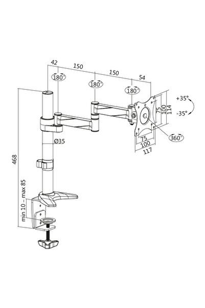 LogiLink Suport de monitor de birou din aluminiu, rotativ, compatibil VESA, p...