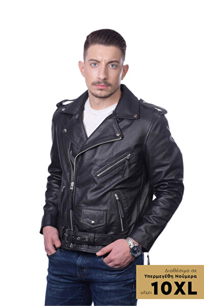 THEODOROU LEATHERS ΜΑΥΡΟ ΑΝΔΡΙΚΟ ΔΕΡΜΑΤΙΝΟ ΜΟΣΧΑΡΙ PERFECTO TLM0029