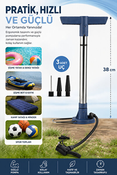 Binbirreyon Çift Kollu Şişirme Pompası 38cm Bisiklet Motorsiklet Top Şişirme ...