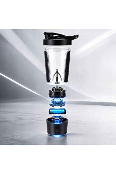 NO BRAND Sticlă electrică pentru shake proteic 450 ml, blender pentru antrena...
