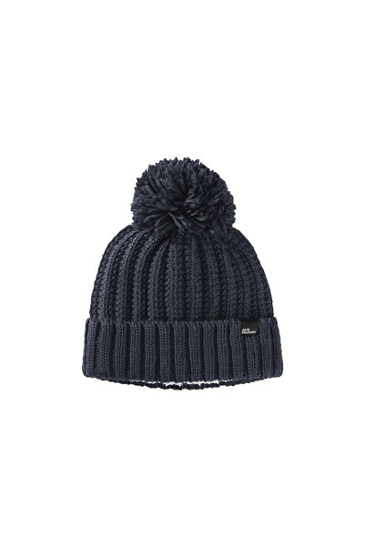 Jack Wolfskin Căciulă de iarnă tricotată Highloft pentru femei, albastru noap...
