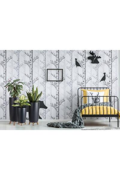 Deco4Home SET 3 JARDINIERE ANTRACIT CU PICIOARE, ÎNALTĂ, PENTRU THERASĂ