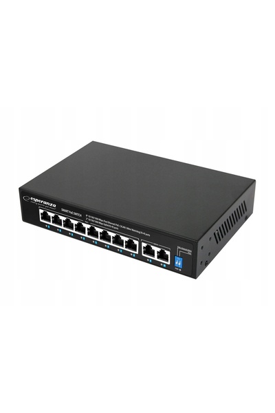 ESPERANZA Switch PoE 8xPoE 2x Uplink RJ45 10/100/1000Mbps 120W Extindere 300M...