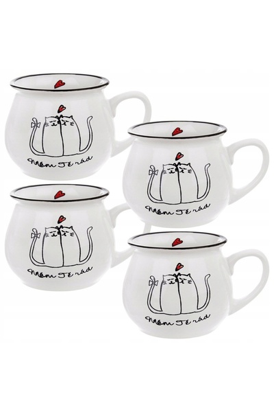 Orion 4x cană ceramică KOTY KOTKI pentru băut cafea, ceai, plante aromatice, ...