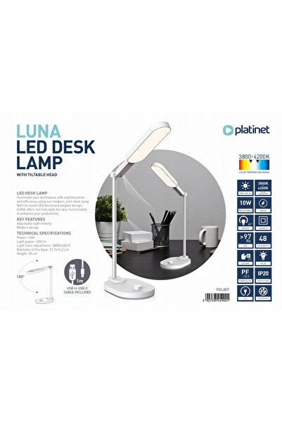 Platinet Lampă de birou 10W 450lm USB-C cu reglare a culorii luminii