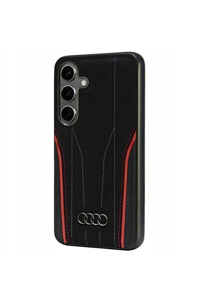 NO BRAND Husă rigidă Audi din piele naturală MagSafe S24 S921 negru-roșu/negr...