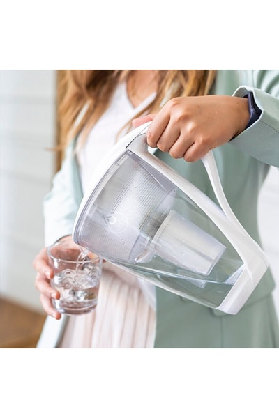 Dafi Carafă filtrantă din sticlă, alb cristal, 2l, cu contor LED + 1 cartuș