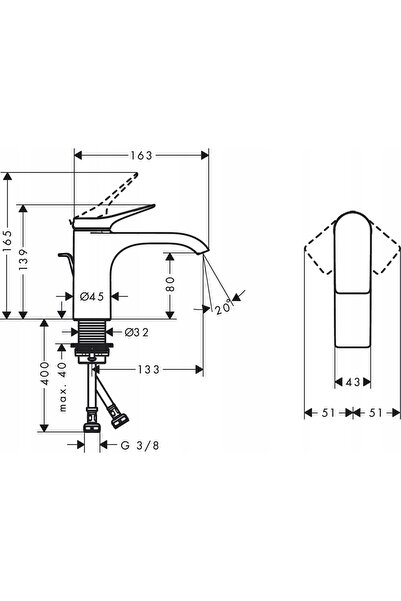 Hansgrohe Baterie de lavoar pe picior Vivenis cromată