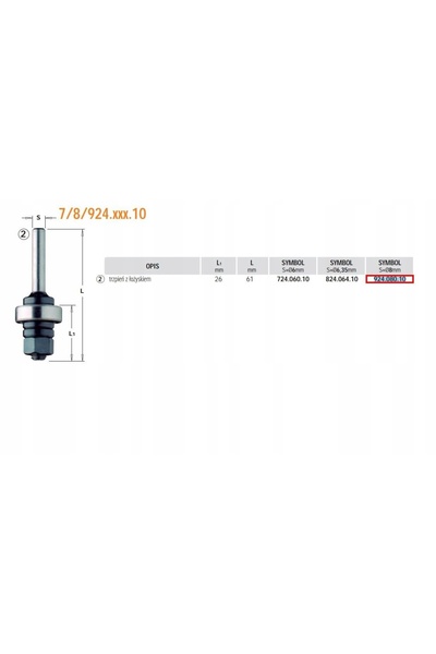 CMT 924.080.10 Ax pentru fr. minge. S=8 + rulment