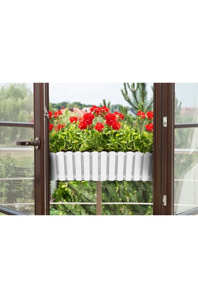 Deco4Home Jardinieră suspendată pentru balustradă de balcon, albă, 58cm