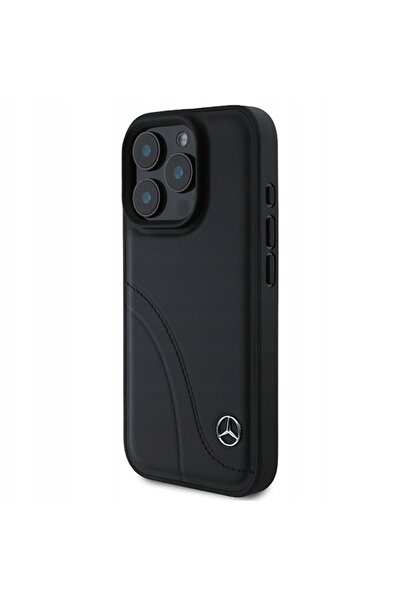 NO BRAND Husă Mercedes MB din piele cu cusături curbate pentru iPhone 16 Pro,...