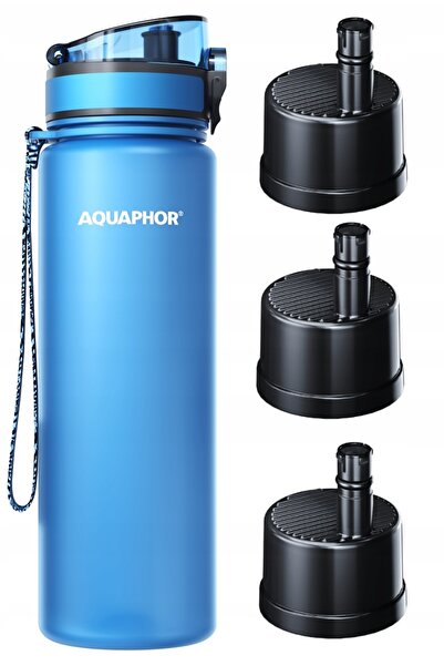 Aquaphor 3x filtru + recipient filtru CITY 0,8l albastru