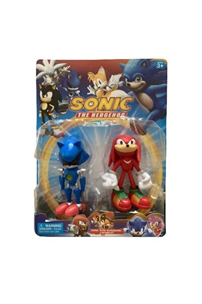 OEM Set de 2 figurine sonice articulate 11 cm, albastru/rosu