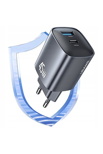 NO BRAND USAMS CC290 T66 45W GaN 1xUSB-A 1xUSB-C încărcător de perete tarnish