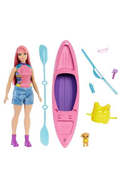 Barbie SET PĂPUȘĂ DAISY PENTRU CAMPING + CĂLUȘ PIESEK ȘI ACCESORII