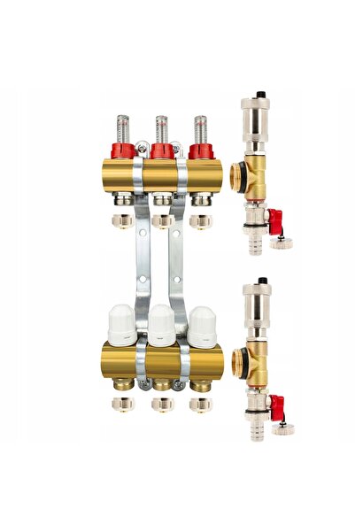 TRCR Distribuitor pentru încălzire în pardoseală CO 3 secțiuni adaptoare PEX ...