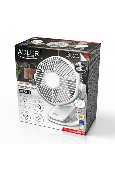 adler Ventilator de birou mini, cu baterie, cu clemă, pentru casă și grădină,...