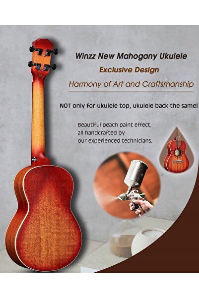 NO BRAND Ukulele soprano din lemn de mahon de 26 de inci + kit de accesorii