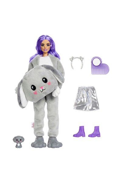 Barbie CUTIE REVEAL LALKA ÎN UN COSTUM DRĂGUȚ, GRI, DE CÂINE + cățeluș