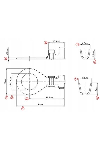 NO BRAND Conector tip ochi M10 FI10 pentru cablu 4.0-8.0 mm² 100 bucăți