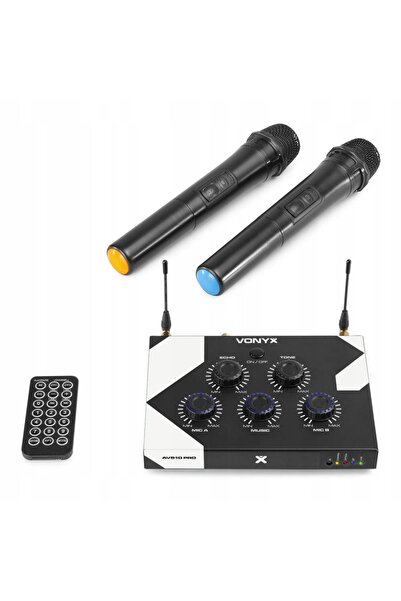 NO BRAND Set Karaoke cu 2 microfoane UHF, mixer Bluetooth și telecomandă