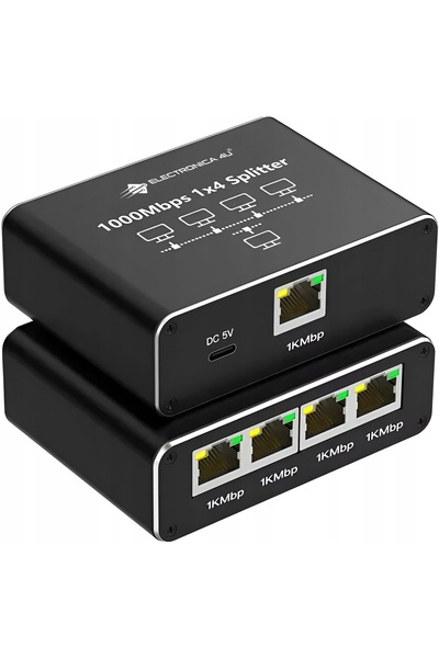 NO BRAND Adaptor de distribuție mini Switch splitter LAN Ethernet RJ45 4xRJ45...