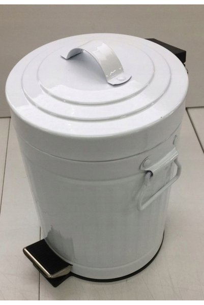 NO BRAND Relaxdays 3L Coș de gunoi vintage cu pedală și recipient detașabil, Alb