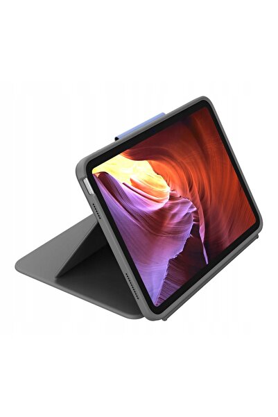 logitech Husă robustă tip folio cu tastatură gri pentru iPad