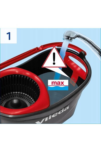Vileda Mop turbo cu găleată rotativă, mâner, microfibră pentru curățare
