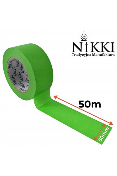 NO BRAND Bandă de hârtie de mascare verde, 50mm x 50m, protectoare pentru vop...