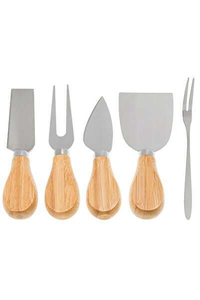NO BRAND Platou de servire pentru mezeluri din bambus + SET DE CUȚITE pentru ...