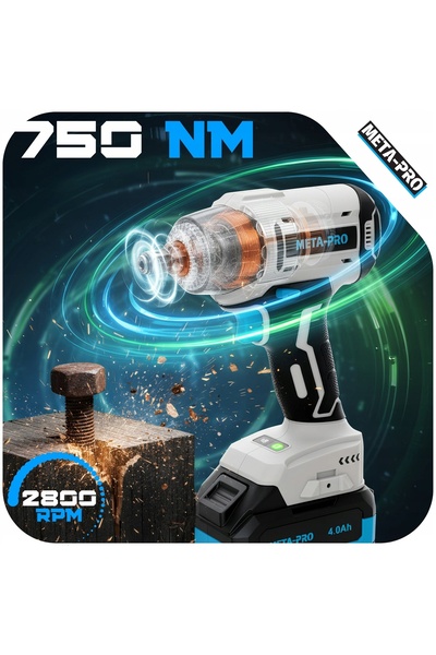 NO BRAND Șurubelniță cu impact fără perii 3 în 1, 750 Nm, Kit cu 2 baterii 4....