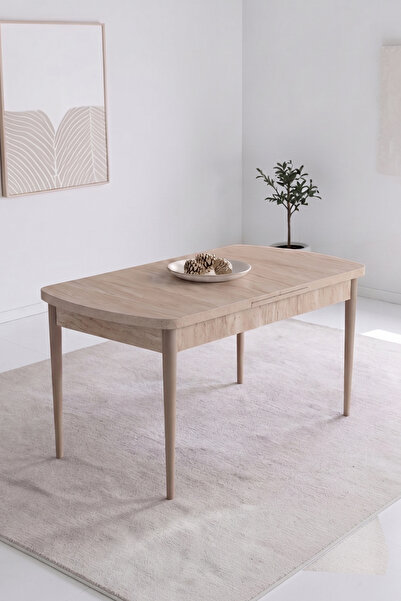 Canisa Exve Serisi 80x132 MDF Açılabilir Traverten Masa Cappucino Ayaklı Mutf...