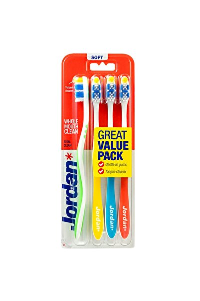 NO BRAND Jordan Total Clean Periuțe de dinți cu peri moi, Pachet de 4 (5 bucăți)