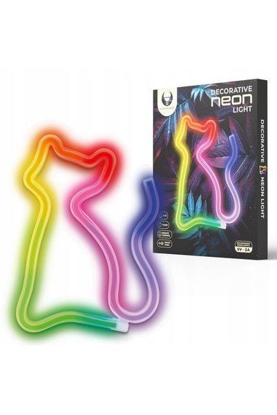 NO BRAND Lumină LED Neon Forever Light Kot FLRN03 RGB + Decorațiune de perete Pilot