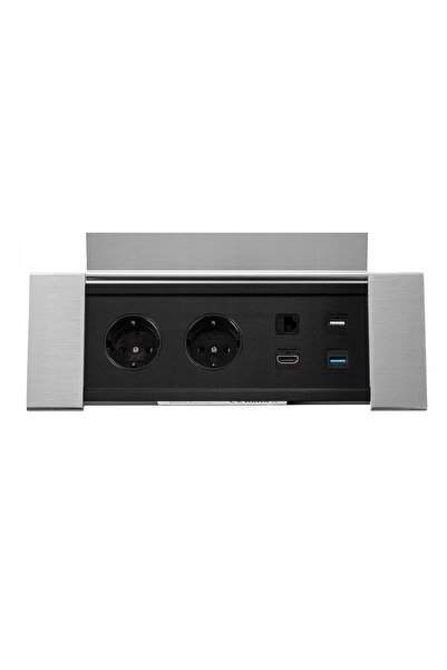 Spacetronik Placă de masă pentru mobilier cu hub USB, HDMI, LAN, Argintiu SPS...