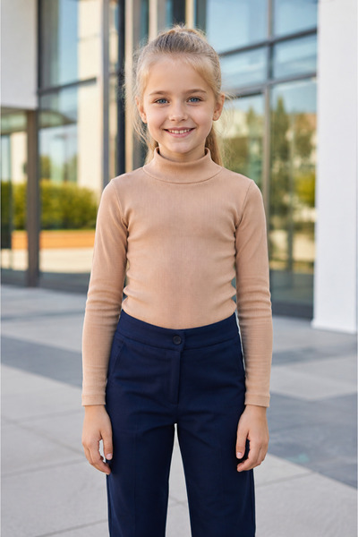 Yalçınoğlu Kids Unisex Kids Ribbed Half Turtleneck Long Sleeve Bodysuit I Uni...