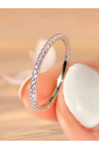 Choice26 9 Silver Pink 925 Sterling Silver Fashion Shiny 1.4mm Full Zircon St...