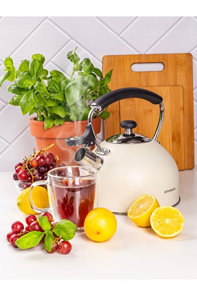 NO BRAND Ceainic tradițional din oțel inoxidabil de 2.5L cu fluier, pentru in...