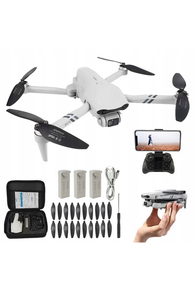 bedee Dronă F10, 3 baterii, pliabilă, cu cameră HD, WiFi, jucărie pentru înce...