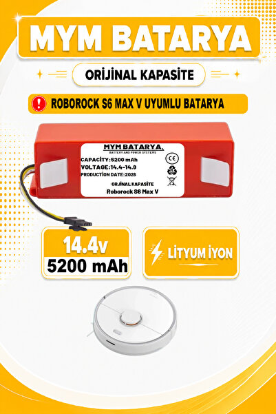MYM BATARYA Roborock S6 MaxV Uyumlu Akıllı Robot Süpürge Bataryası 14.4v 5200...