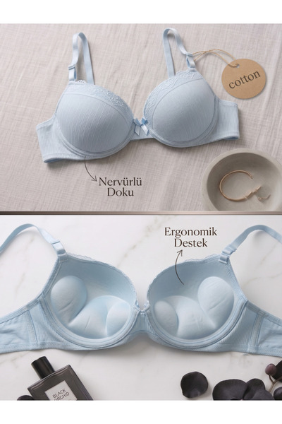 Lavint Homewear Sutien cu sârmă, din bumbac, cu dublă umplutură push-up, cu s...