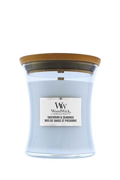WoodWick Αρωματικό κερί με άρωμα Φασκόχαρου και Θαλάσσιων Φυτών, με ξύλινο φυ...